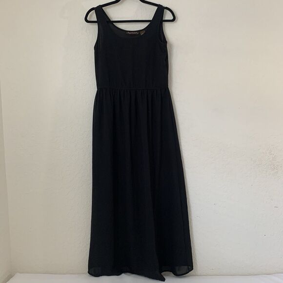 Flowy Maxi Dress Women S Black Sleeveless Sheer Boho Romantic Whimsygoth Fairy - Picture 1 of 8